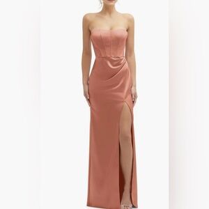 After Six Corset Strapless Charmeuse Gown in Copper Size 0 NWT